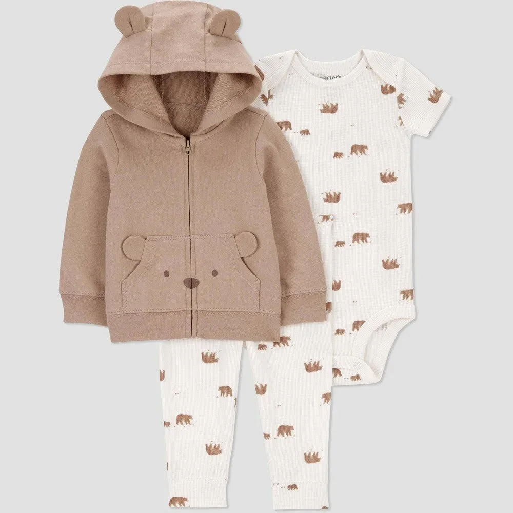 Carter's Baby Boys' 3pc Bear Sweatshirt Set - Newborn